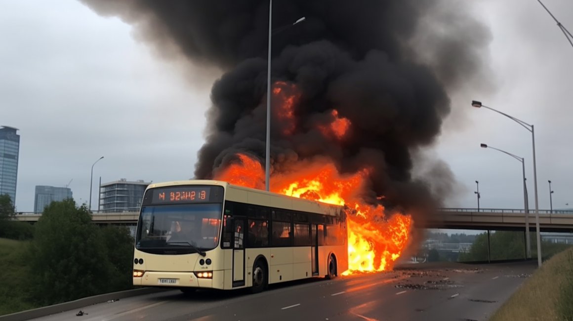 Автобус загорелся на ходу во Владивостоке